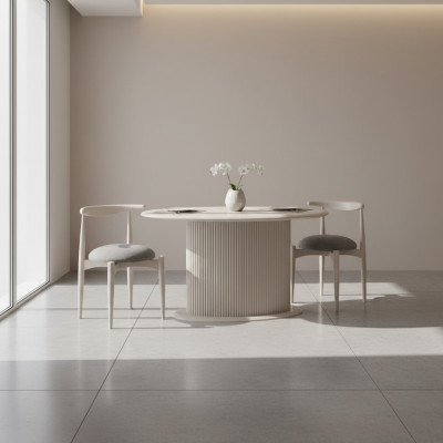 Dining room dining set complete dining table chairs 3-piece beige design oval