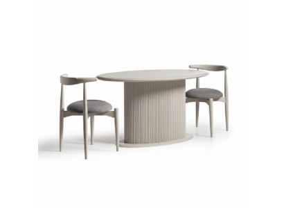 Dining room dining set complete dining table chairs 3-piece beige design oval