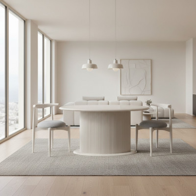 Dining set complete dining room dining table chairs 5-piece beige luxury modern