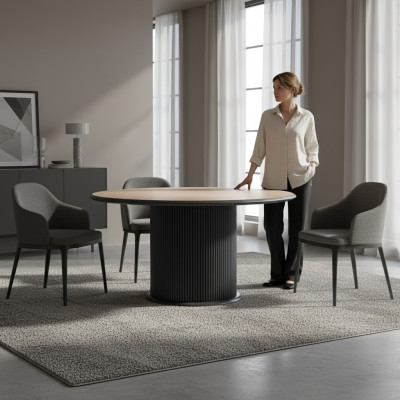 Wooden table dining table dining table 140 cm table wood gray dining room