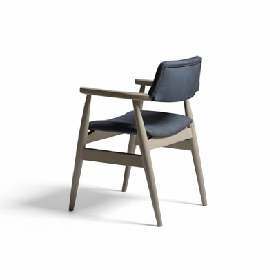 Upholstered chair dining chair wooden chair kitchen chair grey wood furniture