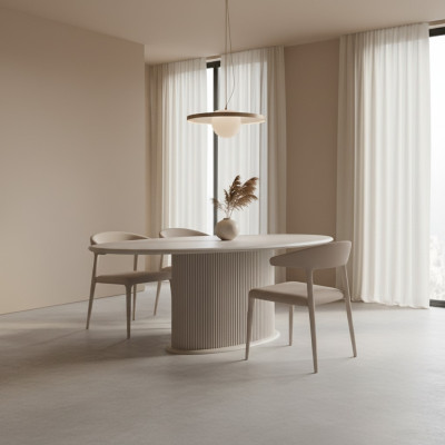 Luxury dining table dining table table wood beige dining room wooden table
