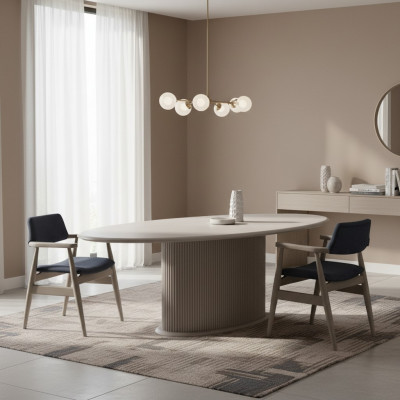 Luxury Dining Set Complete Dining Room Dining Table Chairs 7-piece Beige Dining Area