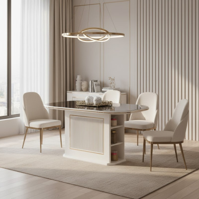 Modern dining table dining table table wood beige dining room wooden table