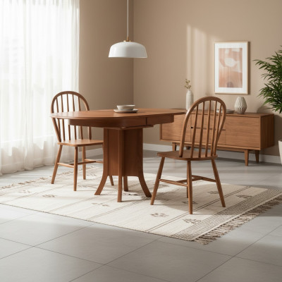 Dining set wooden dining room table chairs 3-piece brown dining corner Baroque