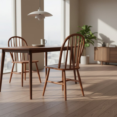 Dining chairs group wooden chairs kitchen chairs set 4-piece brown wood