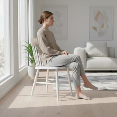 White wooden chair dining chair kitchen chair wooden classic chair