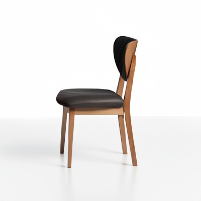 Set of wooden chairs, kitchen chairs, dining room chairs, fabric, 2-piece, brown wood
