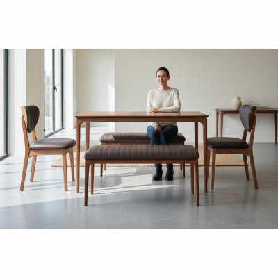 Dining nook set dining group wood dining room dining table chairs 3-piece brown