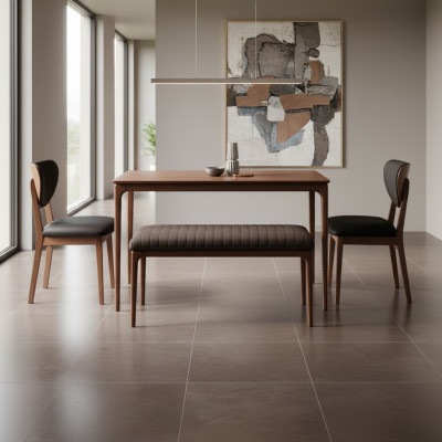 Dining nook set dining group wood dining room dining table chairs 3-piece brown