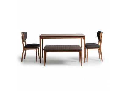 Dining nook set dining group wood dining room dining table chairs 3-piece brown