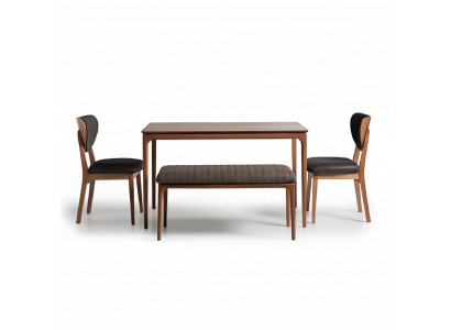 Dining nook set dining group wood dining room dining table chairs 3-piece brown