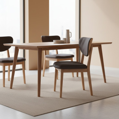 Dining room chair set wooden chairs kitchen chairs fabric 4-piece brown wood