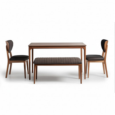 Dining set nook suite wood dining room dining table chairs 5-piece brown