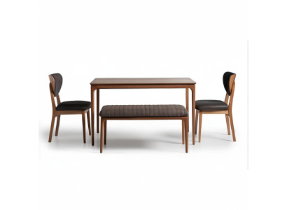 Dining set nook suite wood dining room dining table chairs 5-piece brown