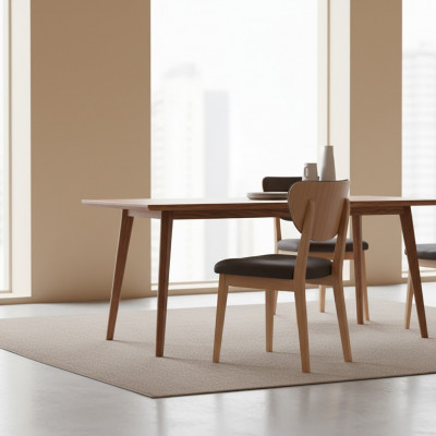 Wooden Set Dining Furniture Dining Room Dining Table Chairs 7-piece Brown Dining Nook