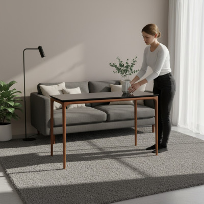 Classic dining table dining room table brown wood wooden table 130 cm