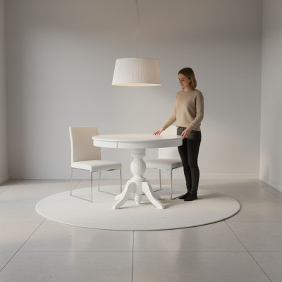 Round Extendable Dining Table Wooden Table Table White