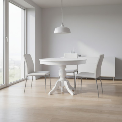 Round Extendable Dining Table Wooden Table Table White