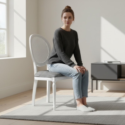 Upholstered Chair White Wooden Chair Dining Chair Kitchen Chair Wood Chair