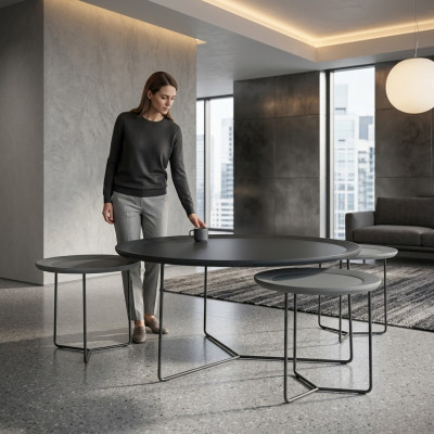 Coffee table set side table black table
