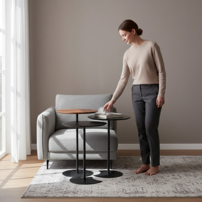 Side table set coffee table sofa table black table