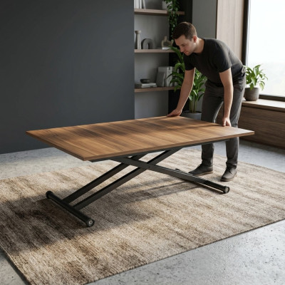 Dining table coffee table extendable table wood brown coffee table 120 cm