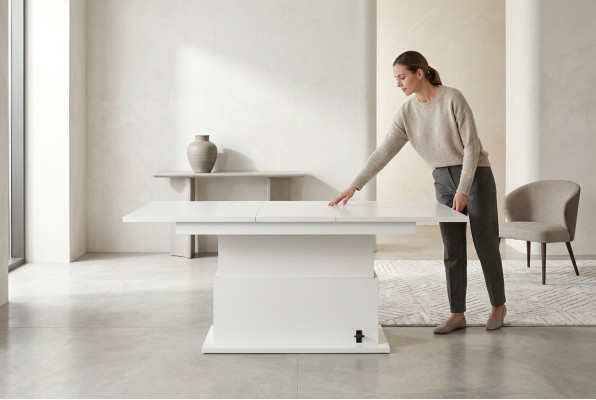 Extendable dining table coffee table wooden table coffee table furniture white