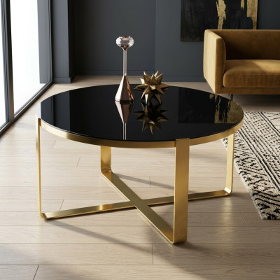 Coffee Table Modern Sofa Side Table Glass Gold Table