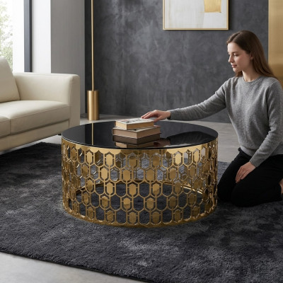 Coffee table side table gold table modern glass table