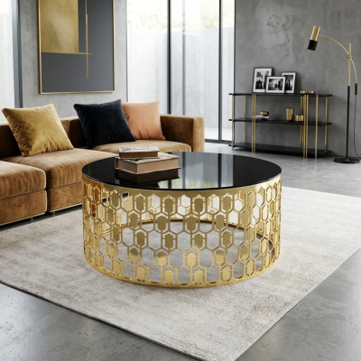 Coffee table side table gold table modern glass table