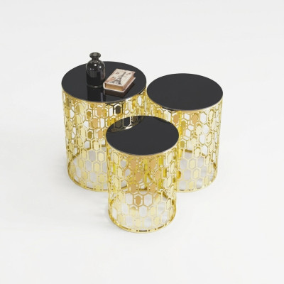Group of side tables coffee tables sofa tables 3-piece set coffee tables gold