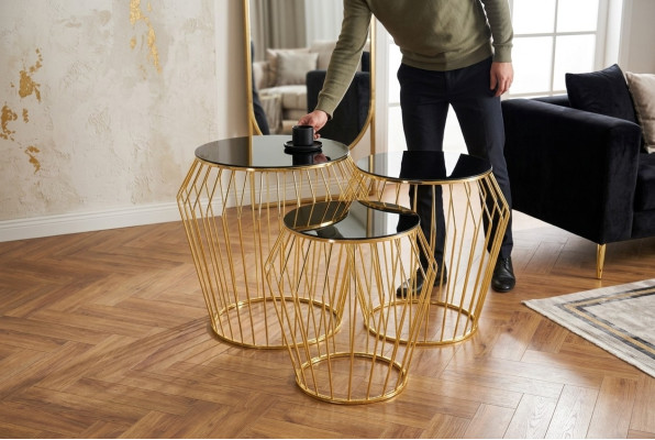 Complete side tables coffee tables sofa tables 3-piece coffee tables gold