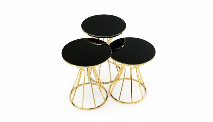 Set of side tables coffee tables sofa tables 3-piece coffee tables gold