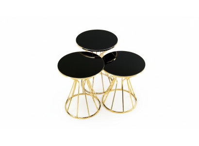Set of side tables coffee tables sofa tables 3-piece coffee tables gold