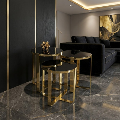 Group of side tables coffee tables sofa tables 3-piece set coffee tables gold