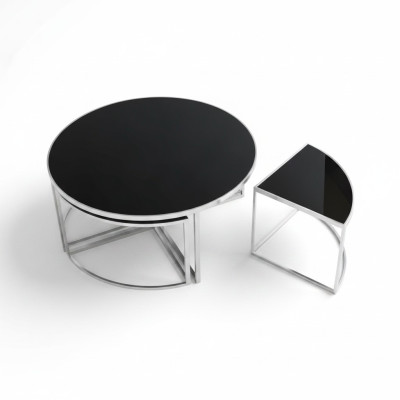 Black Complete Coffee Tables Side Tables Sofa Tables 5 pieces
