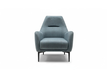 Armchair wing chair upholstered fabric grey living room single seater seat