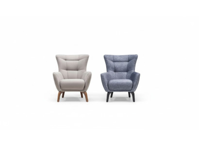 Living room single-seater armchair wingback fabric armchair gray upholstered seat