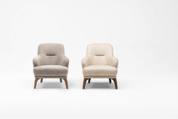 Fabric armchair, armchair, beige upholstery, living room, single-seater chair, wing chair