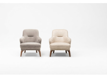Fabric armchair, armchair, beige upholstery, living room, single-seater chair, wing chair