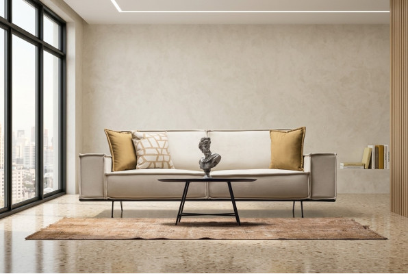 Two-seater sofa 2-seater fabric sofa upholstered sofa beige couch modern