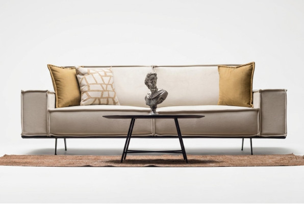Two-seater sofa 2-seater fabric sofa upholstered sofa beige couch modern