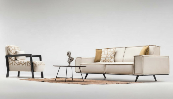 Complete sofa upholstered sofa two-seater armchair beige upholstered sofa modern