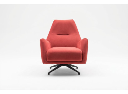 Living room armchair wingback armchair fabric armchair red upholstery single-seater seat