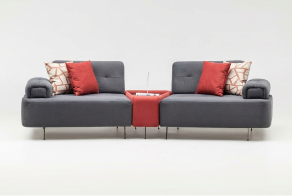 Luxury Couch Fabric Sofa 2-Seater Two-Seater Gray Upholstered Sofa Table