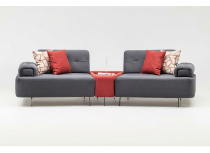 Luxury Couch Fabric Sofa 2-Seater Two-Seater Gray Upholstered Sofa Table