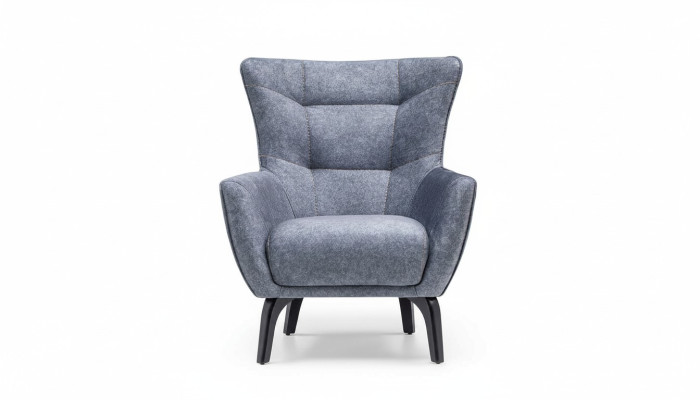 Armchair Living Room Wing Chair Fabric Armchair Gray Upholstered Single-Seater Chair