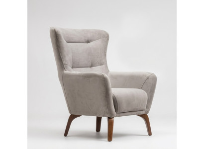 Wingback armchair living room fabric armchair gray upholstered single-seater seat