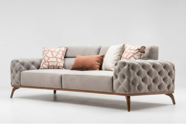 Couch Upholstered Sofa Three-Seater Sofa 3-Seater Fabric Sofa Gray Modern